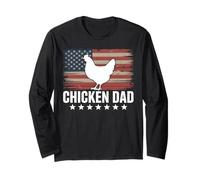 Cool 4th of July Chicken Dad Patriotic American Flag Party Maglia a Manica