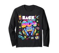 Cool 90's Music Party, Retro Back To 90's Graphic Design Maglia a Manica