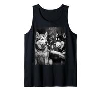 Cool Alaskan Malamute Dogs Smoking Sigaretta Scala di Grigi Canotta