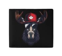 Cool Alce con bandiera del Canada cappello novità portafogli a due volte divertente borsa tasca frontale porta soldi con slot per carte di credito per uomini e donne 4,5 x 4 pollici