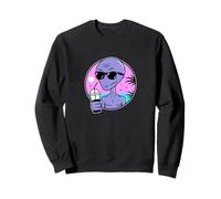 Cool Alien Drinking Summer Juice Illustration Graphic Design Felpa