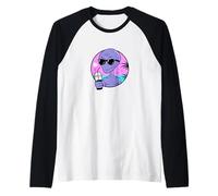 Cool Alien Drinking Summer Juice Illustration Graphic Design Maglia con Maniche Raglan