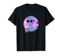 Cool Alien Drinking Summer Juice Illustration Graphic Design Maglietta