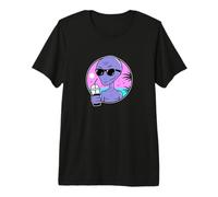 Cool Alien Drinking Summer Juice Illustration Graphic Design Maglietta Premium