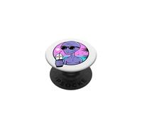 Cool Alien Drinking Summer Juice Illustration Graphic Design PopSockets PopGrip Adesivo