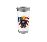 Cool American USA Teddy Bear Illustration Graphic Designs Bicchiere termico in acciaio inox doppia parete