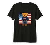 Cool American USA Teddy Bear Illustration Graphic Designs Maglietta Premium