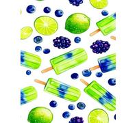 Cool and Refreshing Novelty Notebook - Popsicles, Limes, & Berries Design: 140 Pages 8.5" X 11" Wide Ruled Paperback