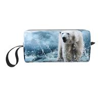 Cool Animal White Polar Bear Print Toiletries Bag per le donne formato da viaggio carino borsa da viaggio borsa da toilette borsa trucco borsa organizer sacchetto, bianco, Taglia unica