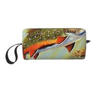 Cool Animal White Polar Bear Stampe Travel Makeup Bag Trousse, Portatile Semplice Cerniera Trucco Organizer Caso per le Donne, Brook - Pesca a mosca, One Size, Astuccio per trucchi