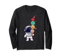 Cool Astronaut Planets Cone Space Science Ragazzi Ragazze Bambini Maglia a Manica