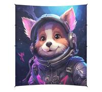 Cool Astronauta Cane Arte Spaziale Tenda da Spiaggia Riparo Solare per Campeggio,Facile da Montare,Portatile con Sacchi di Sabbia per Pesca e Picnic all'Aperto
