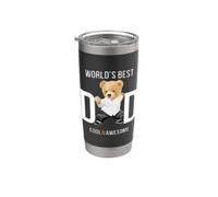Cool Awesome World's Best Dad Ever, Dad Teddy Bear Graphic Bicchiere termico in acciaio inox doppia parete