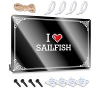 Cool Bathroom Stuff, Decor Funny Nice Wall Decor, Simple Rustic Metal Tin Sign For Man Cave | Regalo per le vacanze all'aperto personalizzato I Love Sailfish (20 x 30 cm)