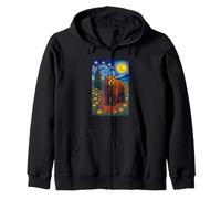 Cool Bear in The Starry Night Painting Concept Graphic Art Felpa con Cappuccio