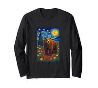 Cool Bear in The Starry Night Painting Concept Graphic Art Maglia a Manica