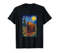 Cool Bear in The Starry Night Painting Concept Graphic Art Maglietta