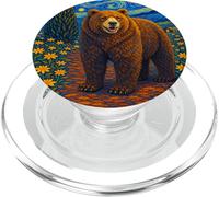 Cool Bear in the Starry Night Painting Concept Graphic Art PopSockets PopGrip per MagSafe