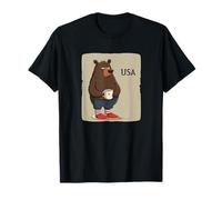 Cool Bear Look con Colori Americani e Tazza patriottica Maglietta