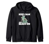 Cool Bearded Dragon Keep Calm And Beard On Drago Barbuto Felpa con Cappuccio