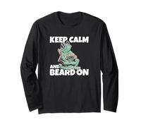 Cool Bearded Dragon Keep Calm And Beard On Drago Barbuto Maglia a Manica