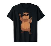 Cool Beaver Rock And Roll Funny Animal Occhiali da Sole Design Maglietta