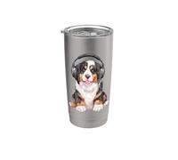 Cool Bernese Mountain Dog con cuffie Berner Music Lover Bicchiere termico in acciaio inox doppia parete