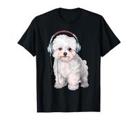 Cool Bichon Frise con Cuffie Maglietta