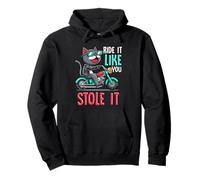 Cool Biker Cat Ride Like You Stole It Funny Motorcycle Citazione Felpa con Cappuccio
