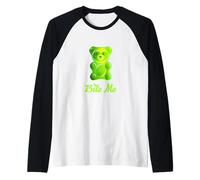 Cool Bite Me Colorful Gummy Bear Candy Illustration Graphic Maglia con Maniche Raglan