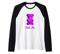 Cool Bite Me Colorful Gummy Bear Candy Illustration Graphic Maglia con Maniche Raglan