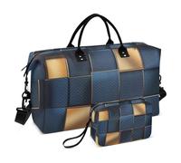 Cool Black and Gold Design Style Travel Tote Bag Weekender/Overnight Duffel Sport Training Bag con Toiletry Bag per Trekking Multifunzionale, Stile di design nero e oro fresco, 1 size