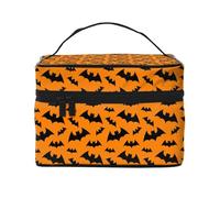 Cool Black Bats Orange Makeup Bag, Cute Cosmetic Bags per donne, trousse da toilette, grande borsa organizer da viaggio
