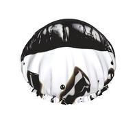 Cool Black Lipstick Labbra Cuffia da doccia per le donne riutilizzabile a doppio strato Cuffia da bagno Tappi per capelli Fascia elastica impermeabile da donna Spa Salon Shower Hat Caps