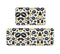 Cool Black Lipstick Labbra Stampa Tappeti Cucina Mat Stuoie Da Cucina Per Pavimento 2 Pezzi Per Pavimento Casa Ufficio Lavanderia Lavanderia