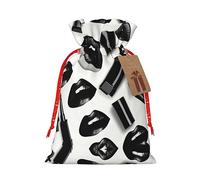 Cool Black Lipstick Lips, 1 borsa natalizia con coulisse, 21 x 30 cm, borsa robusta per regali e oggetti essenziali per l'uso quotidiano