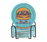 Cool Blue Burger - Set di 6 sottobicchieri assorbenti con supporto per tazze Posavasos Para Mesa