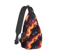 Cool Blue e Red Flames Print Sling Bag per uomini e donne, borse a tracolla borsa da petto zaino zaino per viaggi escursionismo