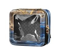 Cool Blue Gold Dragon Clear Travel Makeup Bag Borse da viaggio per articoli da toeletta per le donne