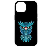 Cool Blue Halloween Night Owl Illustration Graphic Design Custodia per iPhone 14