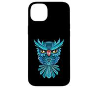 Cool Blue Halloween Night Owl Illustration Graphic Design Custodia per iPhone 14 Plus