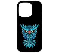 Cool Blue Halloween Night Owl Illustration Graphic Design Custodia per iPhone 14 Pro