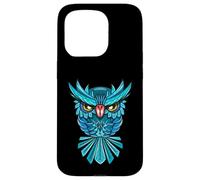 Cool Blue Halloween Night Owl Illustration Graphic Design Custodia per iPhone 15 Pro