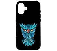 Cool Blue Halloween Night Owl Illustration Graphic Design Custodia per iPhone 16