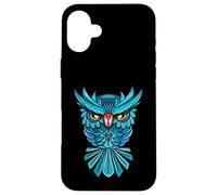 Cool Blue Halloween Night Owl Illustration Graphic Design Custodia per iPhone 16 Plus