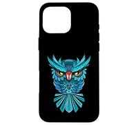 Cool Blue Halloween Night Owl Illustration Graphic Design Custodia per iPhone 16 Pro Max