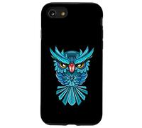 Cool Blue Halloween Night Owl Illustration Graphic Design Custodia per iPhone SE (2020) / 7/8
