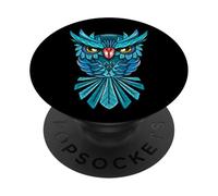 Cool Blue Halloween Night Owl Illustration Graphic Design PopSockets PopGrip Adesivo