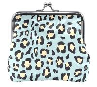 Cool Blue Leopard Portamonete personalizzato per le donne in pelle carino fibbia bacio serratura piccolo cambiamento borsa per monete, Leopardo blu freddo, OneSize