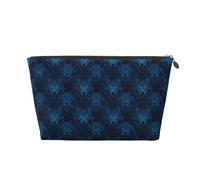 Cool Blue Wolf Head Print Makeup Bag, Cosmetici Viaggio Toiletry Bag per le donne, carino sacchetto di trucco in pelle organizzatore